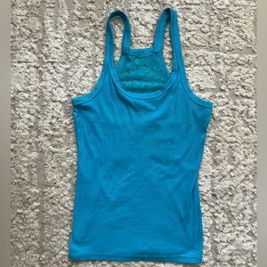 So M. Girls Razorback with lace Aqua Tank Top
